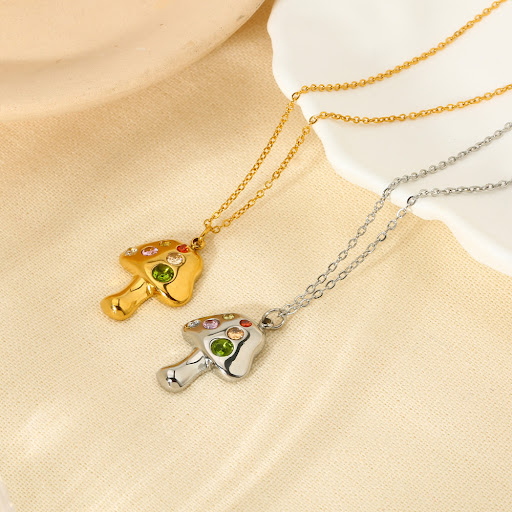 Title 8, Cute Cartoon Mushroom Pendant Necklace All-matc...