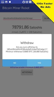 Bitcoin Miner Robot No Ads (100x Faster) 1.6.1 APK + Mod (Hilangkan iklan / Uang yang tidak terbatas / Tanpa iklan) untuk android