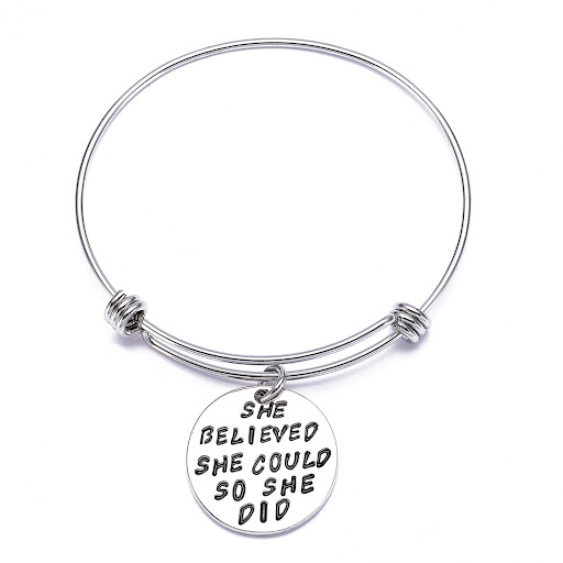 Title 1, "Beloved Could So She Did" Engraved Bracelet. A...
