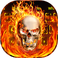 Fire Skull Flaming Keyboard Theme