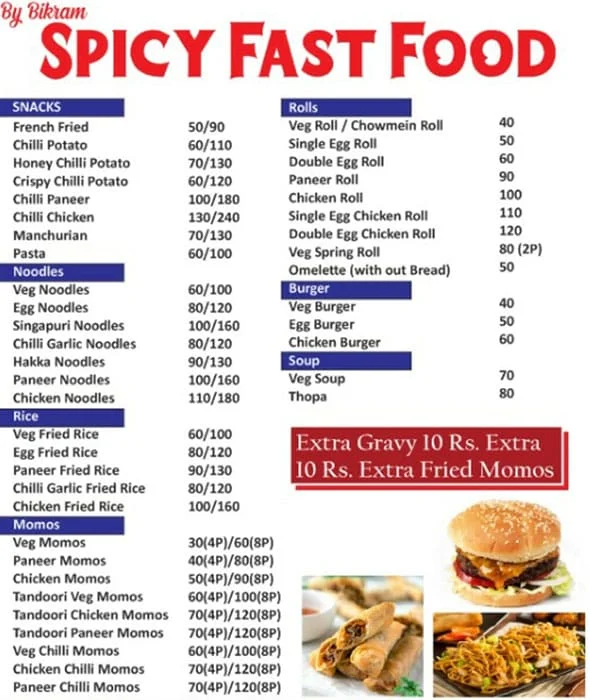 Spicy Fast Food menu 