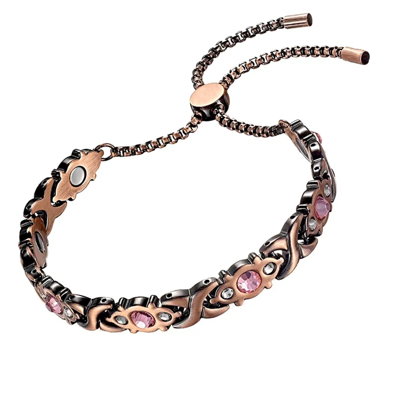 Uitschuifbare, verstelbare magnetische diamantarmband. Uniek design met veilige sluiting voor comfort en elegante uitstraling.
