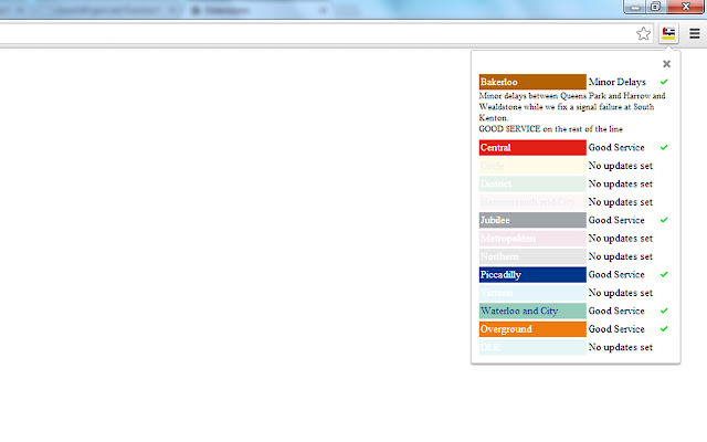London Underground status updates chrome extension
