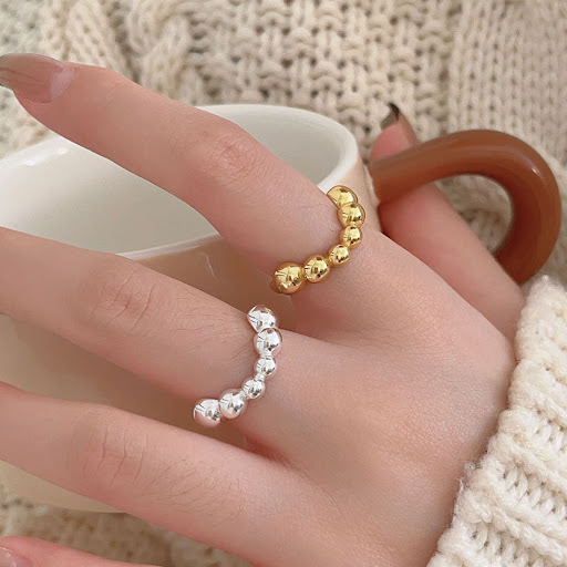 Title 6, Womens Round Bead Irregular Ring Simple INS Fa...