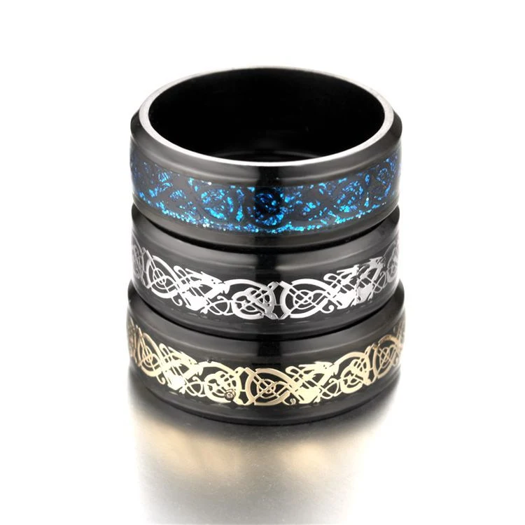 Dragon Pattern Rings Men Stainless Steel Ring Jewelry. Durable and stylish rings, perfect for a bold look and a unique p