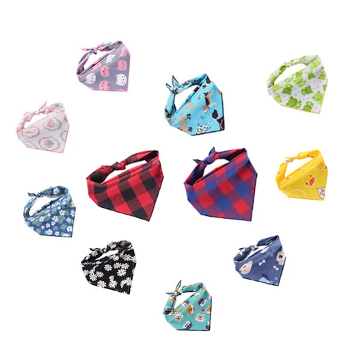 Fashion Pet Triangle Bandana Adjustable Cute Pattern Chihuahua Neckerchief Puppy Soft Cotton Scraf Dog Saliva Towel Pet 