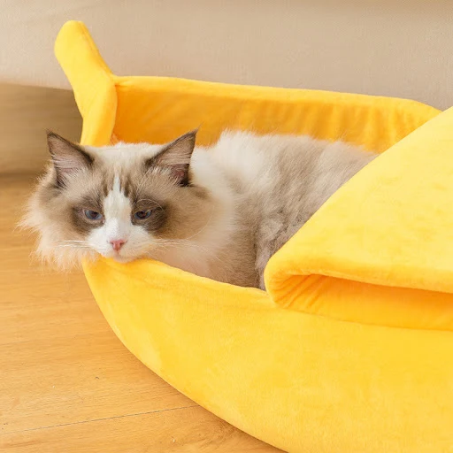 Banana Cat Bed House Funny Cute Cozy Cat Mat Beds Warm Durable Portable Pet Basket Kennel Dog Cushion Cat Supplies Multi