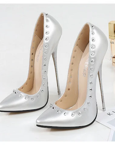 Tacones altos de aguja metálicos de - 3