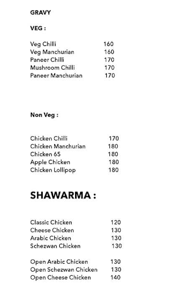 Hot Box menu 