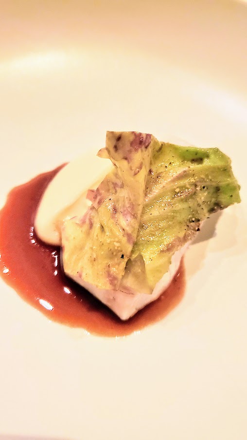 Chef's Menu Experience at Castagna: Gently steamed kanpachi, sauce blanchet, celeriac cream.