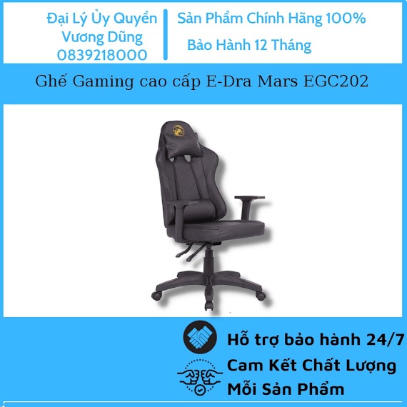 Ghế Gaming Cao Cấp E - Dra Mars Egc202 - Ghế Chơi Game Cao Cấp - Bọc Da Cao Cấp Pu Dễ Dàng Lau Chùi Sạch Sẽ - Bh 12 Tháng