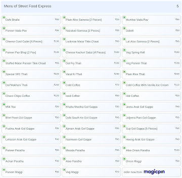 Street Food Express menu 