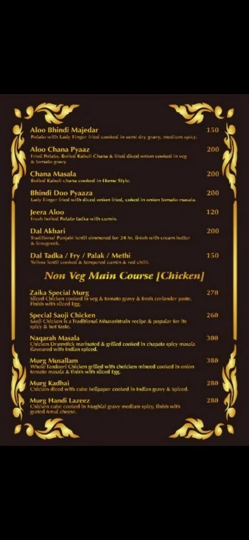 Mughal's Zaika menu 