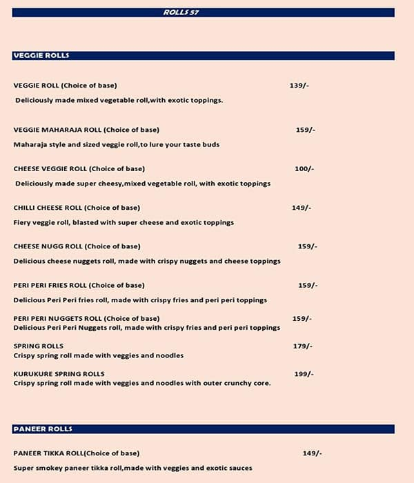 Rolls 57 menu 