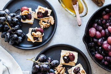 Caramelized Grape, Brie and Walnut Bites