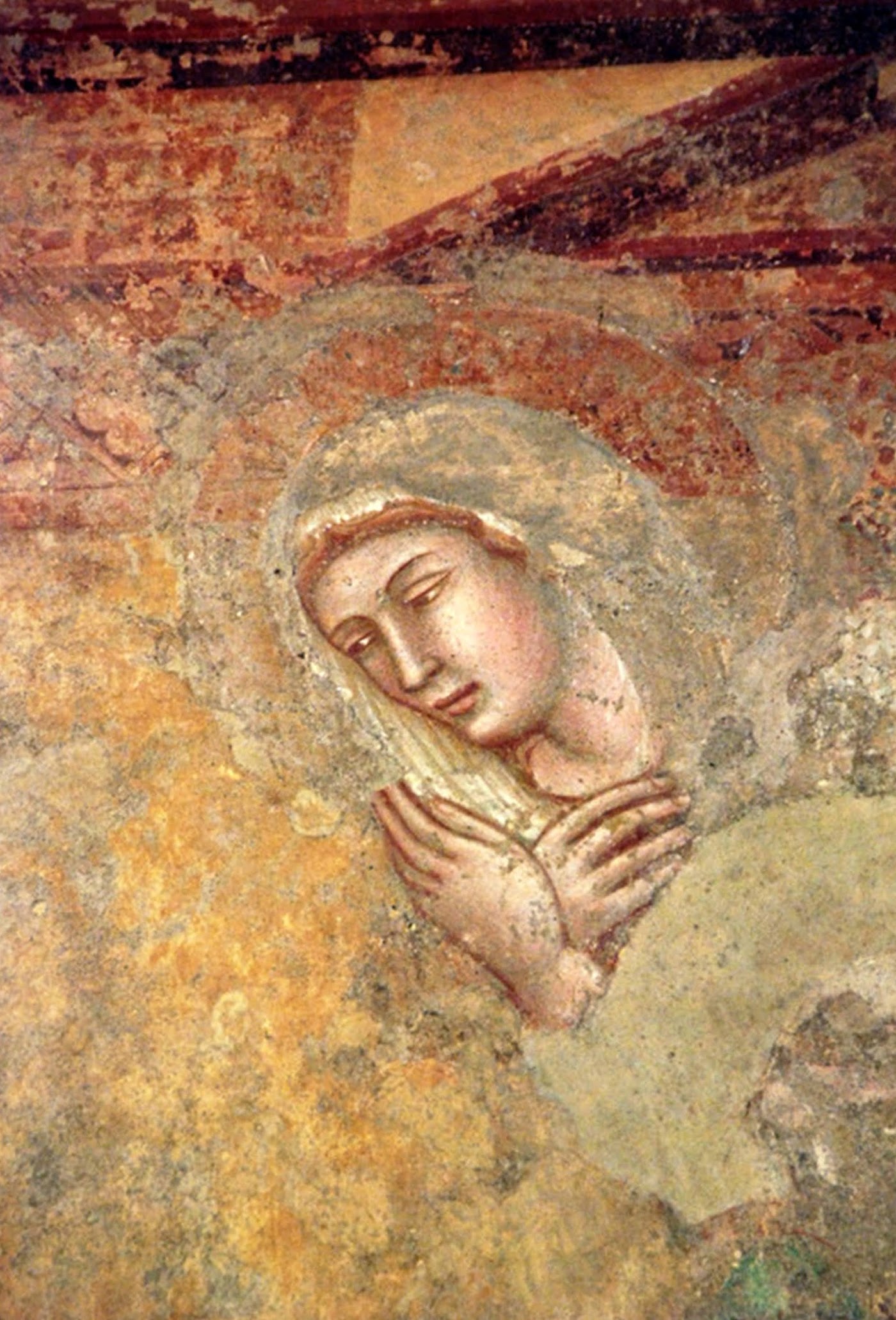 Ambrogio Lorenzetti, affreschi della Capella di San Galgano, particolare Maria, circa 1334-36, Eremo di Montesiepi (Chiusdino)