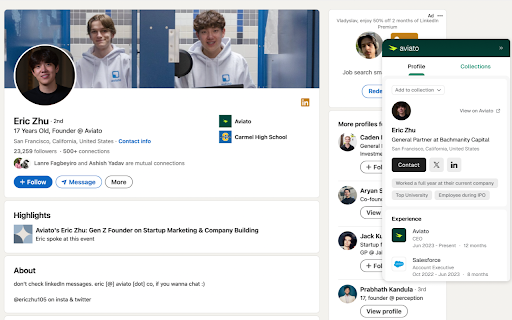 Aviato Chrome Extension