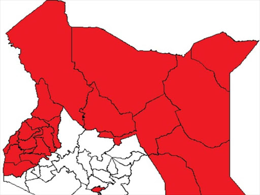 A map shows all counties where the polio vaccination is taking place./COURTESY