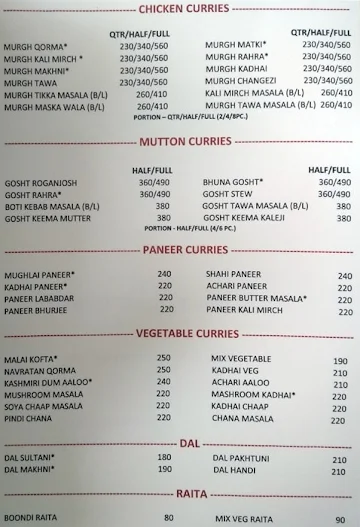 Dastarkhwan menu 