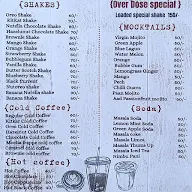 Over Dose Shakes Mocktails & More menu 1