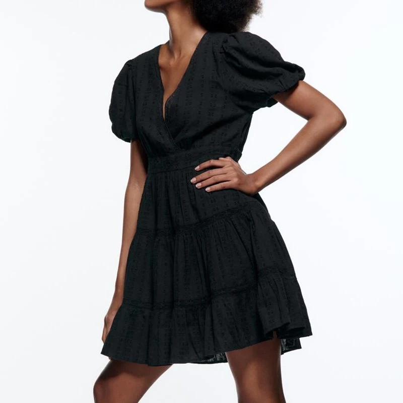 Title 1, Robe dété pour femme à manches bouffantes en d...