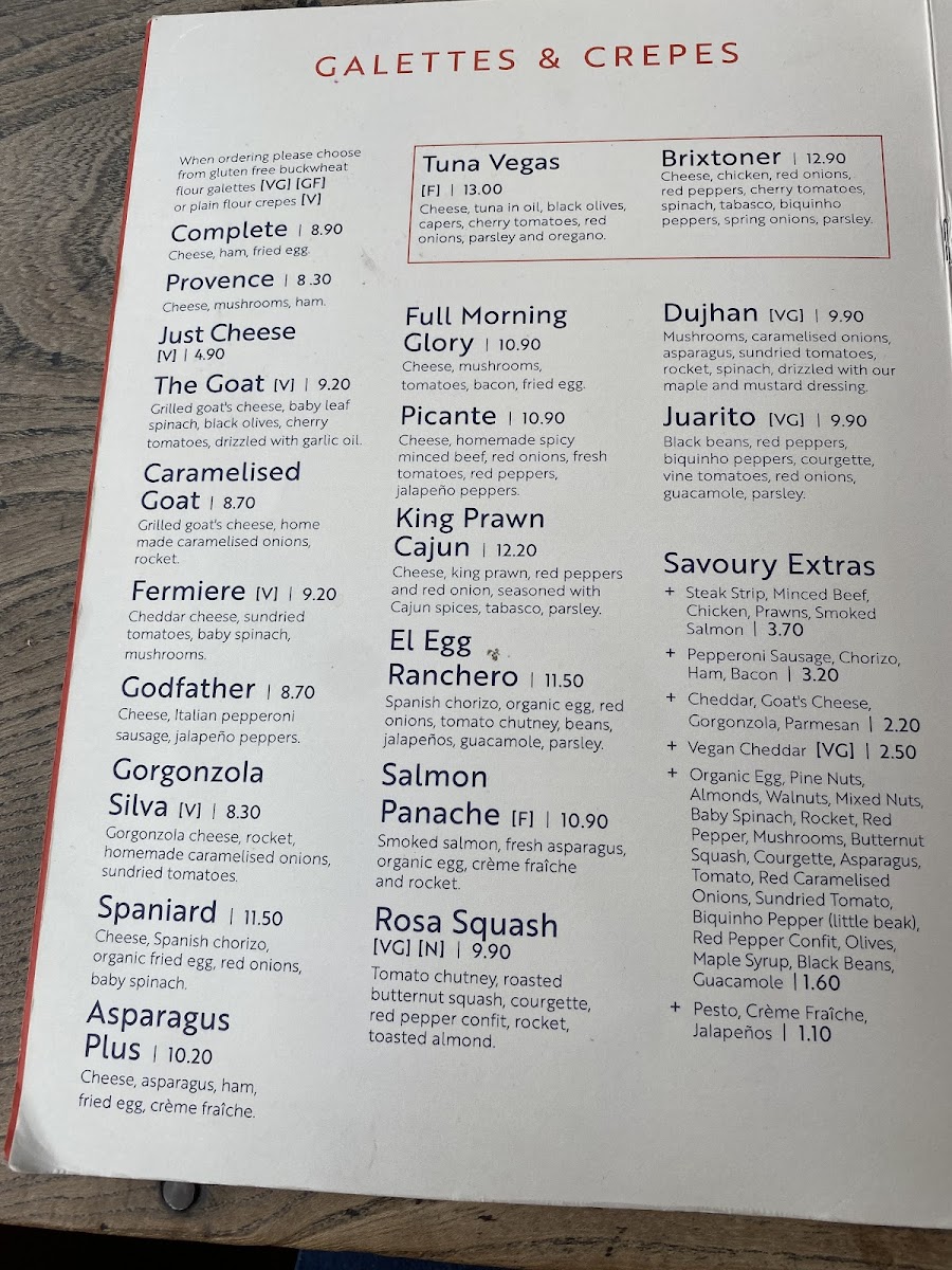 Sarava Creperie bar & Cafe gluten-free menu