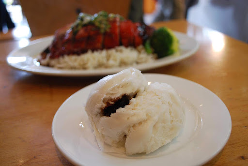 A BBQ pork bun at the South Melbourne Market.