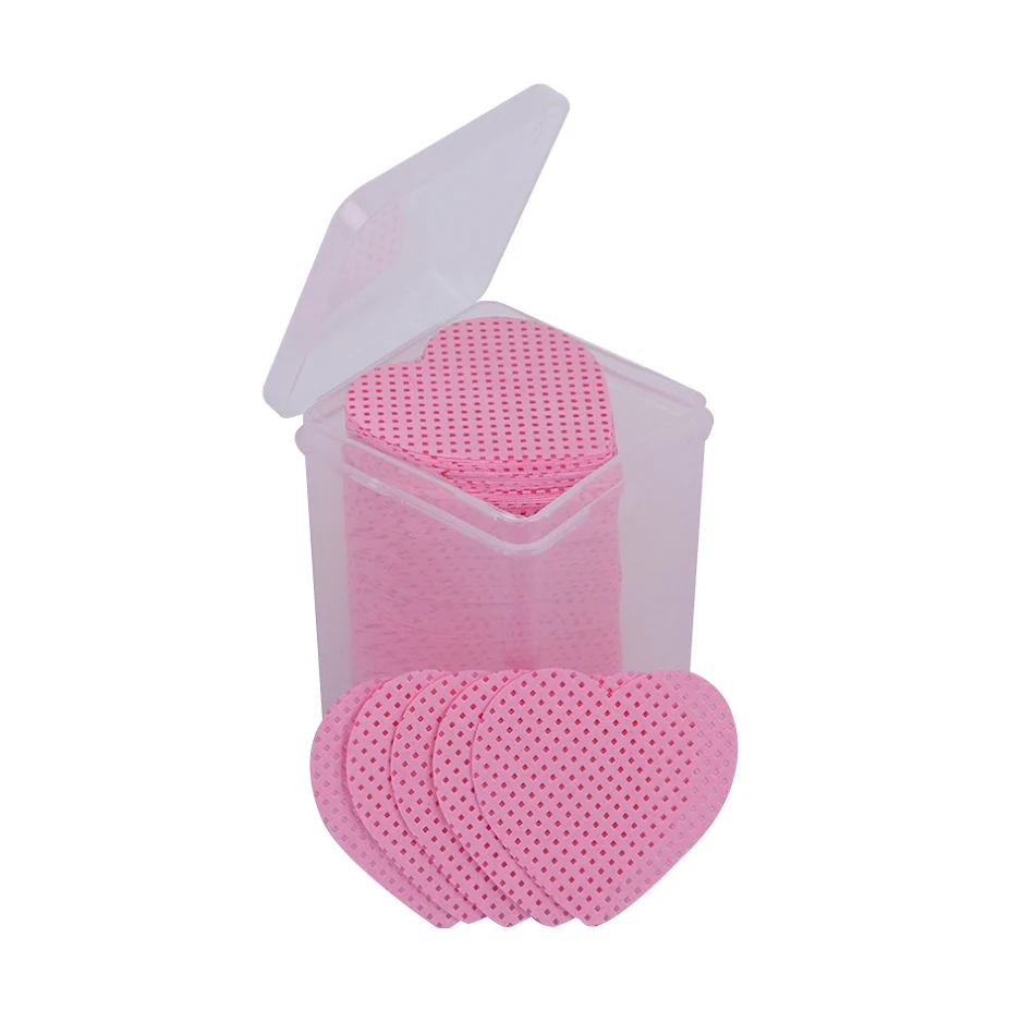 Esponja de algodão em formato de coração para remover esmalte de unhas, lenços de limpeza, folhas de algodão, perfeitos para unhas limpas.