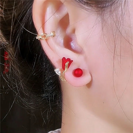 Title 5, 925 Silver Needle Sweet Tulip Earrings One Styl...