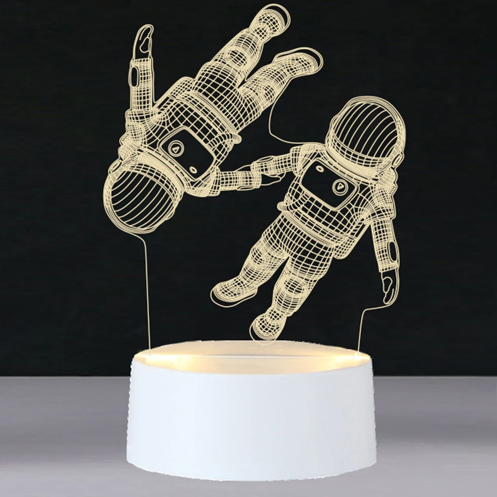 Title 6, Luminária 3D Astronauta Espacial Colorida e Cri...