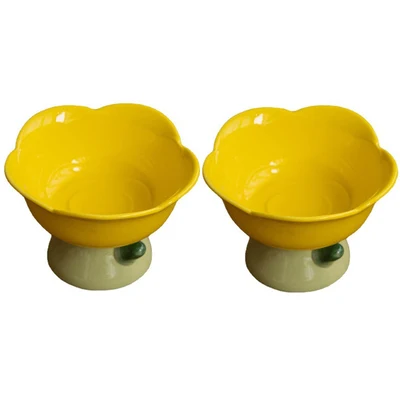 Ceramic protection cervical vertebra anti-overturning flower bowl for cats and dogs. Promotes healthy posture and comfor