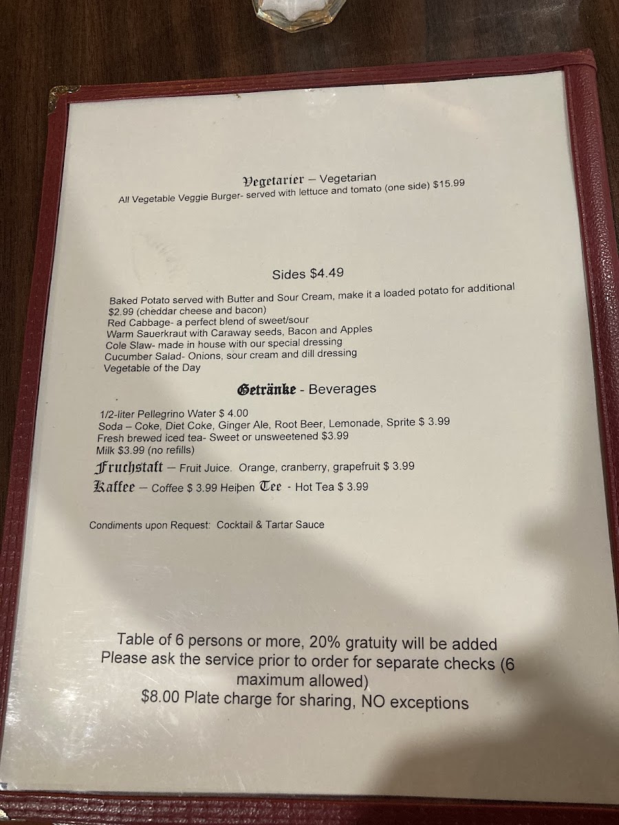 Bavarian Brauhaus gluten-free menu