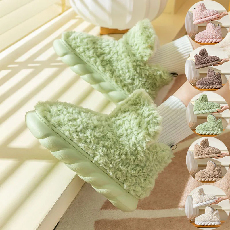 Pantoufles d'hiver imperméables à talons, pour la maison et l'extérieur. Mignonnes, aides hautes, en coton. Confort et chaleur assurés.