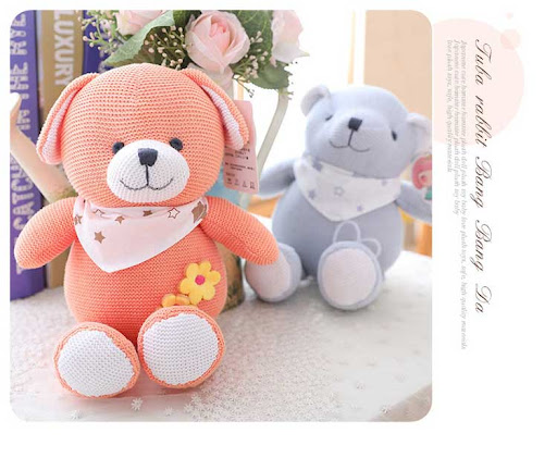 Title 5, Knitted joint bear plush toy, a soft and cuddly...