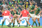 Springboks No 8 Evan Roos in action during the 2nd Test match against Wales at the Free State Stadium.