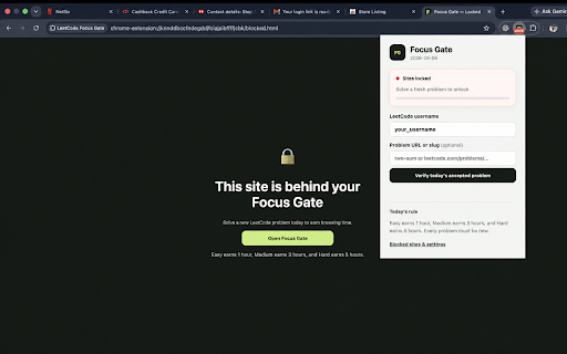 LeetCode Focus Gate screenshot 1
