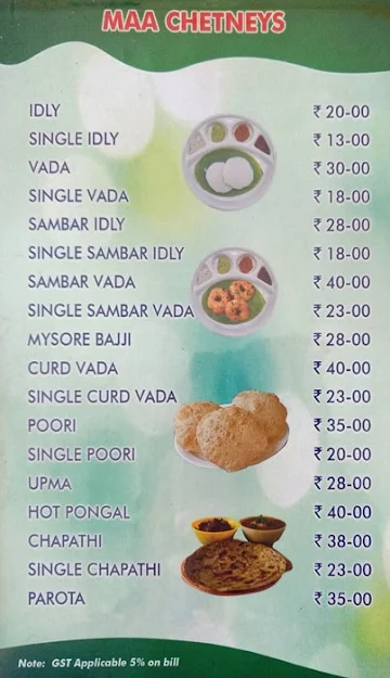 Hotel Maa Chutneys menu 