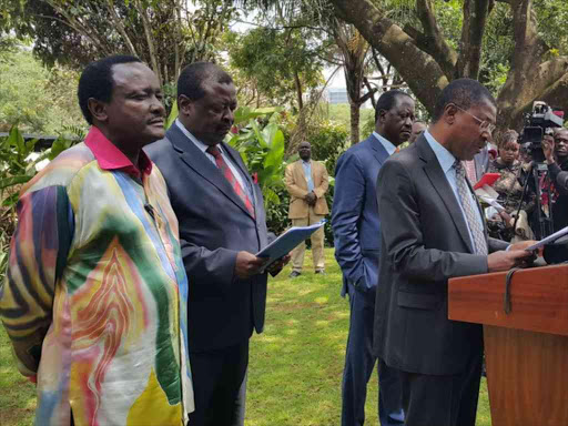 Nasa leaders addressing a joint press conference in Nairobi