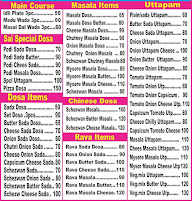 Shri Sai South Indian Idli Dosa House menu 1