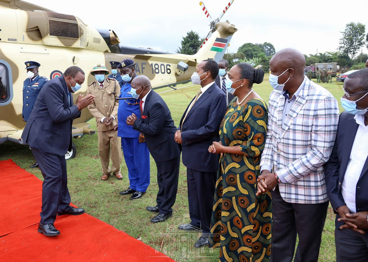 President Uhuru Kenyatta when he arrived in Nyeri on October 25, 2020.