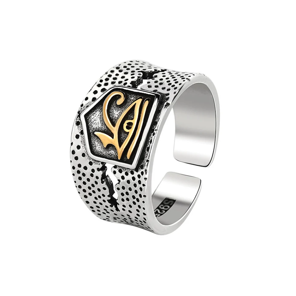 Bague homme Pharaon Égypte ancienne Horus Anubis, vintage, vieilli, Jinling, oeil droit, un bijou puissant et symbolique.