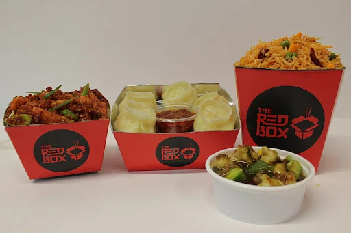 Veg Schezwan Fried Rice With Chilli Cauliflower+ Veg Momos+ Crispy Chilli Potato