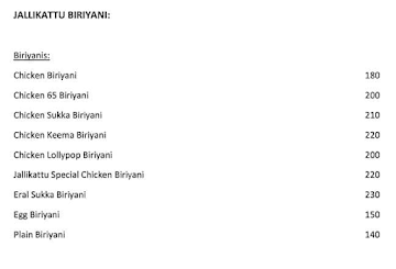 Jallikattu Biriyani menu 