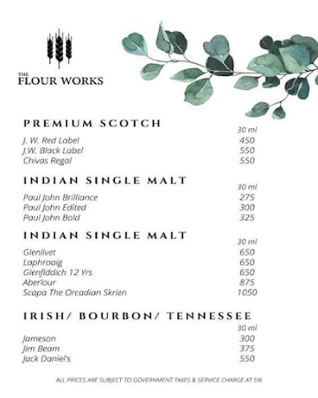 The Flour Works menu 