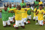 Khuliso Mudau of Mamelodi Sundowns celebrates scoring his goal with his teammates in the Caf Champions League match against Al-Hilal at Al-Hilal Stadium in Omdurman, Sudan on March 18 2023.