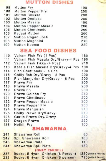 Taj Restaurant menu 