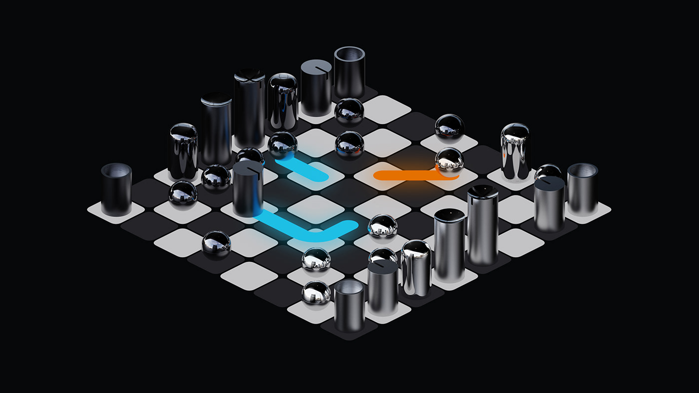 3D Industrial design product chess game minimal design Render simple