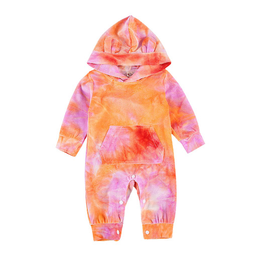 Title 1, Tie Dye Romper Hooded Baby Jumpsuit Kids Comfor...