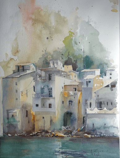 aquarelle Jeanne PAPA_Chianalea di Scilla_20x20cm_agosto 2018