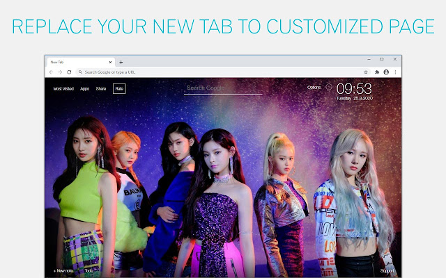 Kpop EVERGLOW Wallpapers NewTab freeaddon.com logo